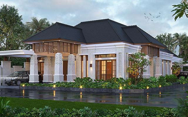 Desain Rumah Villa Bali 1 Lantai Ibu RSE 1385 di  Bengkulu