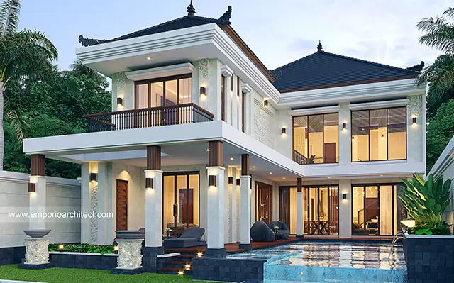 Desain Rumah Villa Bali 2 Lantai Ibu ANNA 1395 di  Yogyakarta