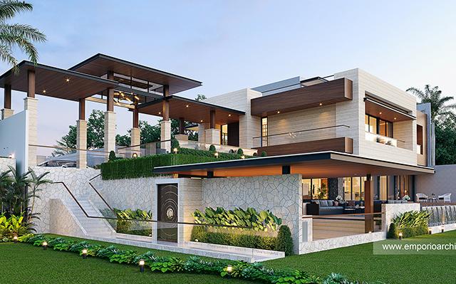 Desain Villa dan Rumah Modern 2.5 Lantai Ibu KWS 1313 di  Sukabumi, Jawa Barat