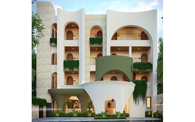 Desain Villa Mediteran Bohemian 4 Lantai Ibu IRW 2116 di  Ubud, Bali