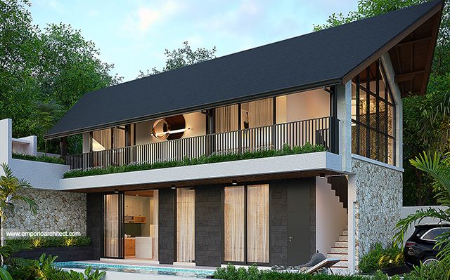Desain Villa Kav. 6 Modern 2 Lantai Bapak ATN 2098 di  Canggu, Badung, Bali