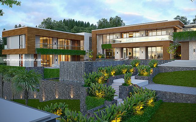 Desain Villa Modern 2 Lantai Bapak SST 1855 di  Bogor