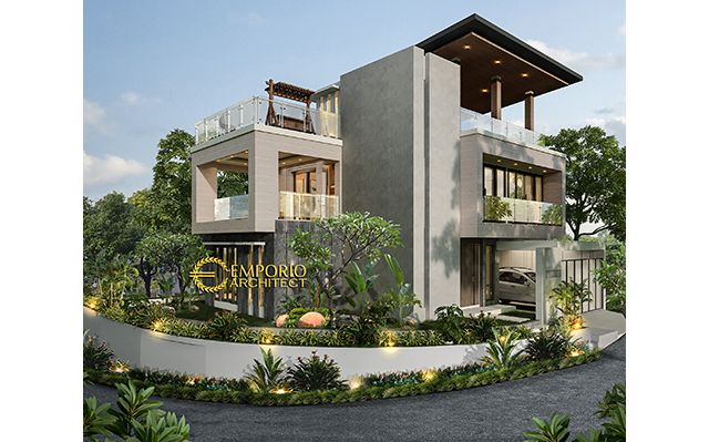 Desain Rumah Hook Modern 3 Lantai Bapak Andi Mulyandi di  Cimahi, Bandung