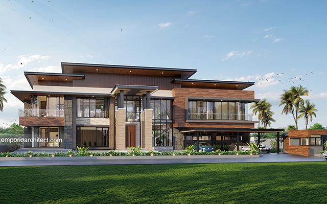 Desain Rumah Modern Industrial 2 Lantai Bapak Abarham di  Palembang, Sumatera Selatan