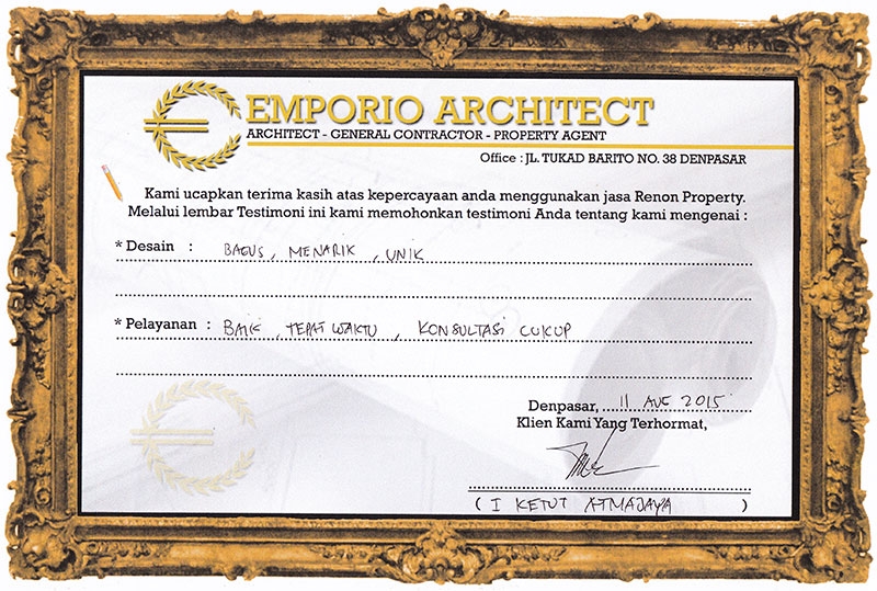 Testimonial Desain Rumah Villa Bali 1 Lantai Bapak Ketut Atmajaya di  Ubud, Bali