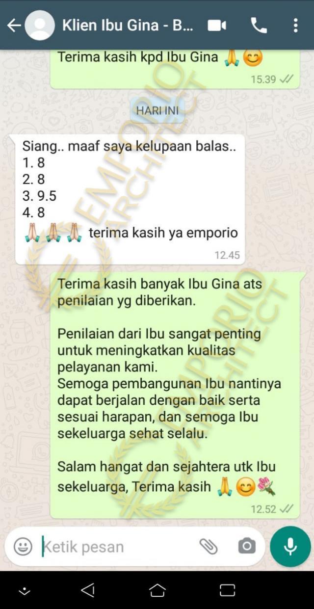 Testimonial Desain Rumah Classic 2.5 Lantai Ibu Gina