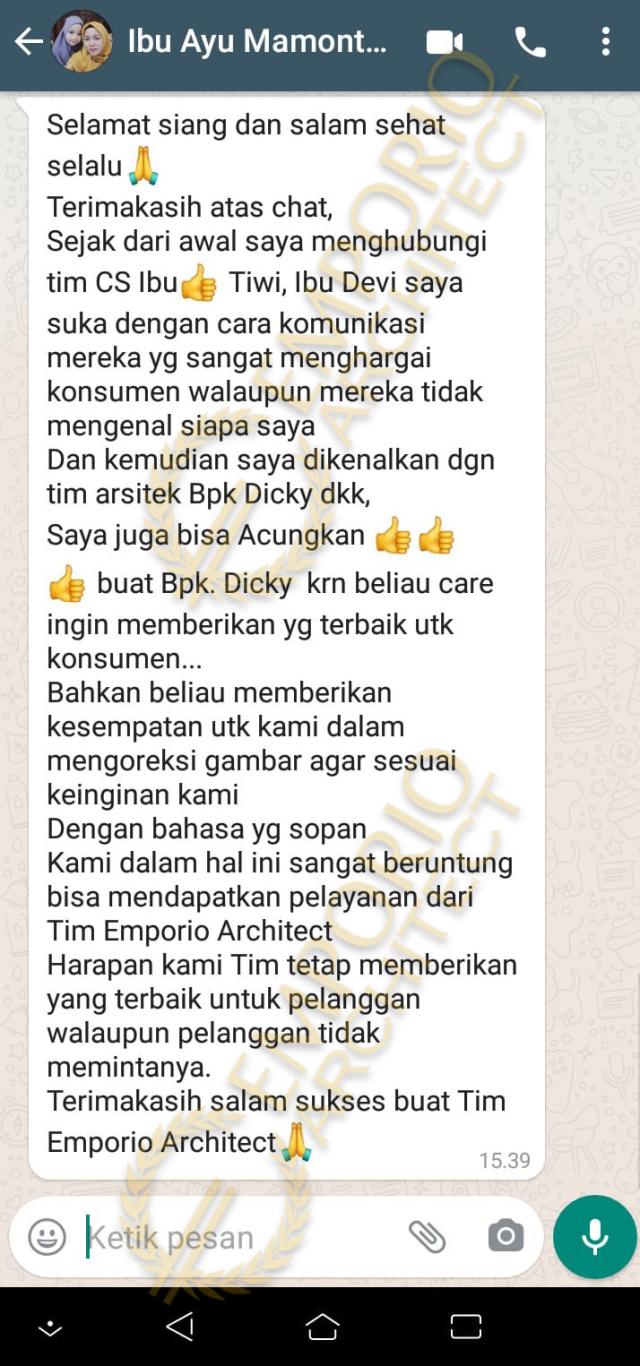 Testimonial Desain Rumah Klasik 1 Lantai Ibu Ayu