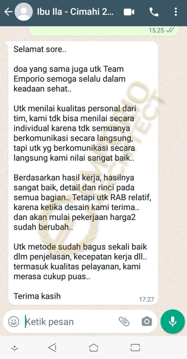 Testimonial Mrs. Ila Classic House 2 Floors Design - Cimahi, Bandung