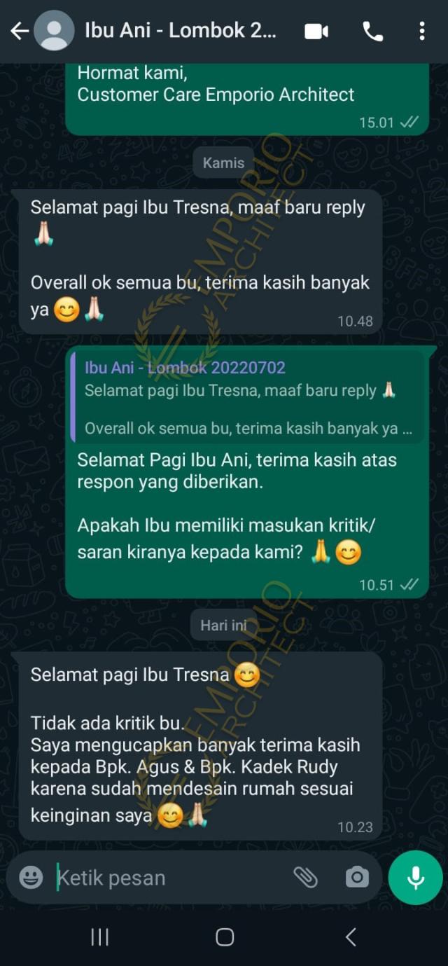 Testimonial Desain Rumah Mediteran Klasik 2 Lantai Ibu A 2069