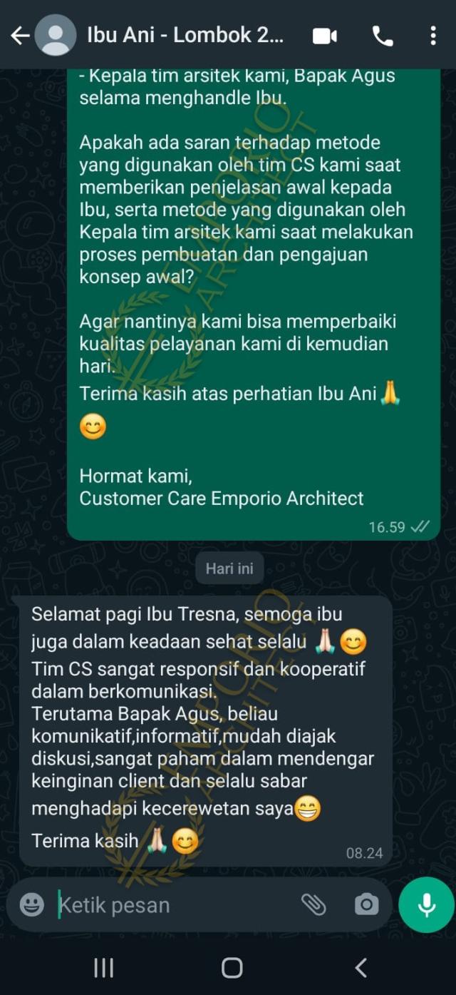 Testimonial Desain Rumah Mediteran Klasik 2 Lantai Ibu A 2069