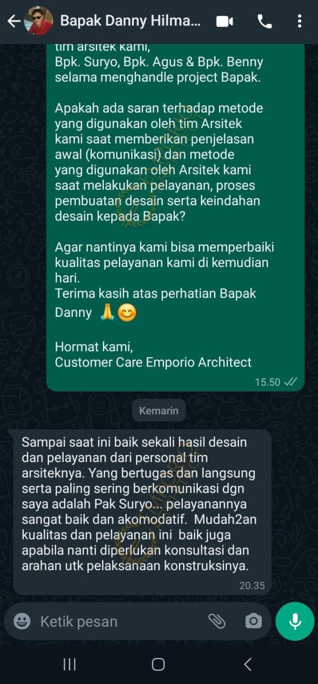 Testimonial Desain Rumah Klasik 3 Lantai Bapak DNN 1636