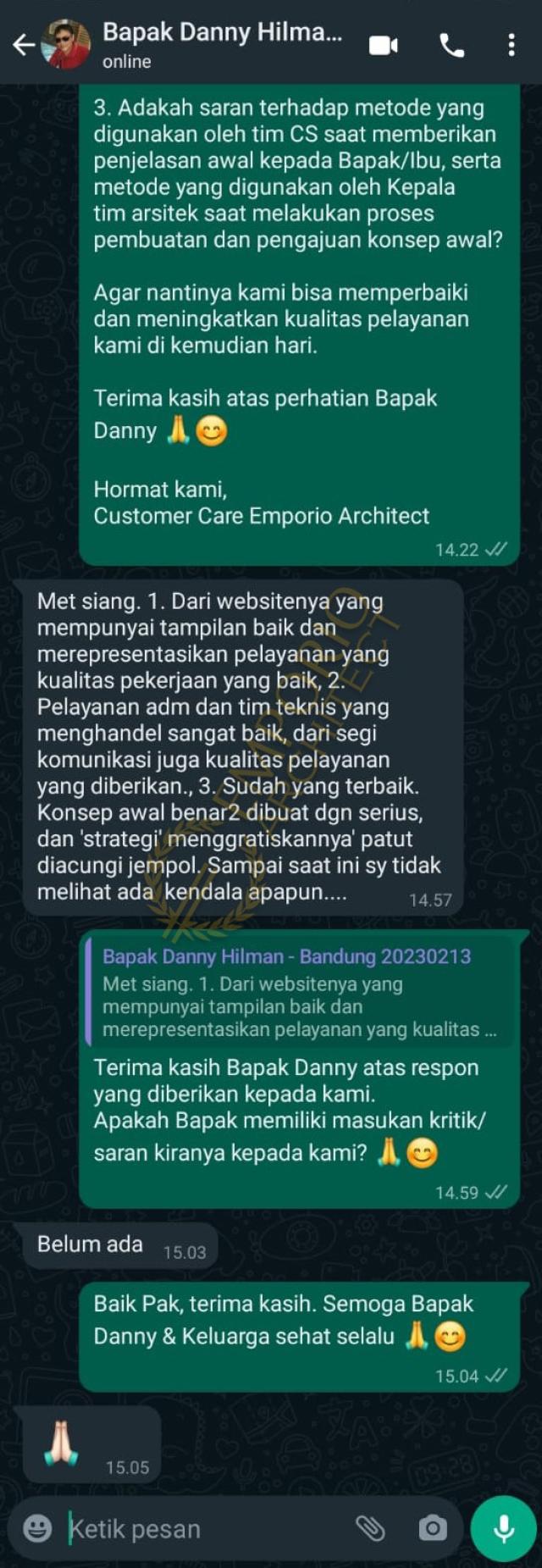 Testimonial Desain Rumah Klasik 3 Lantai Bapak DNN 1636