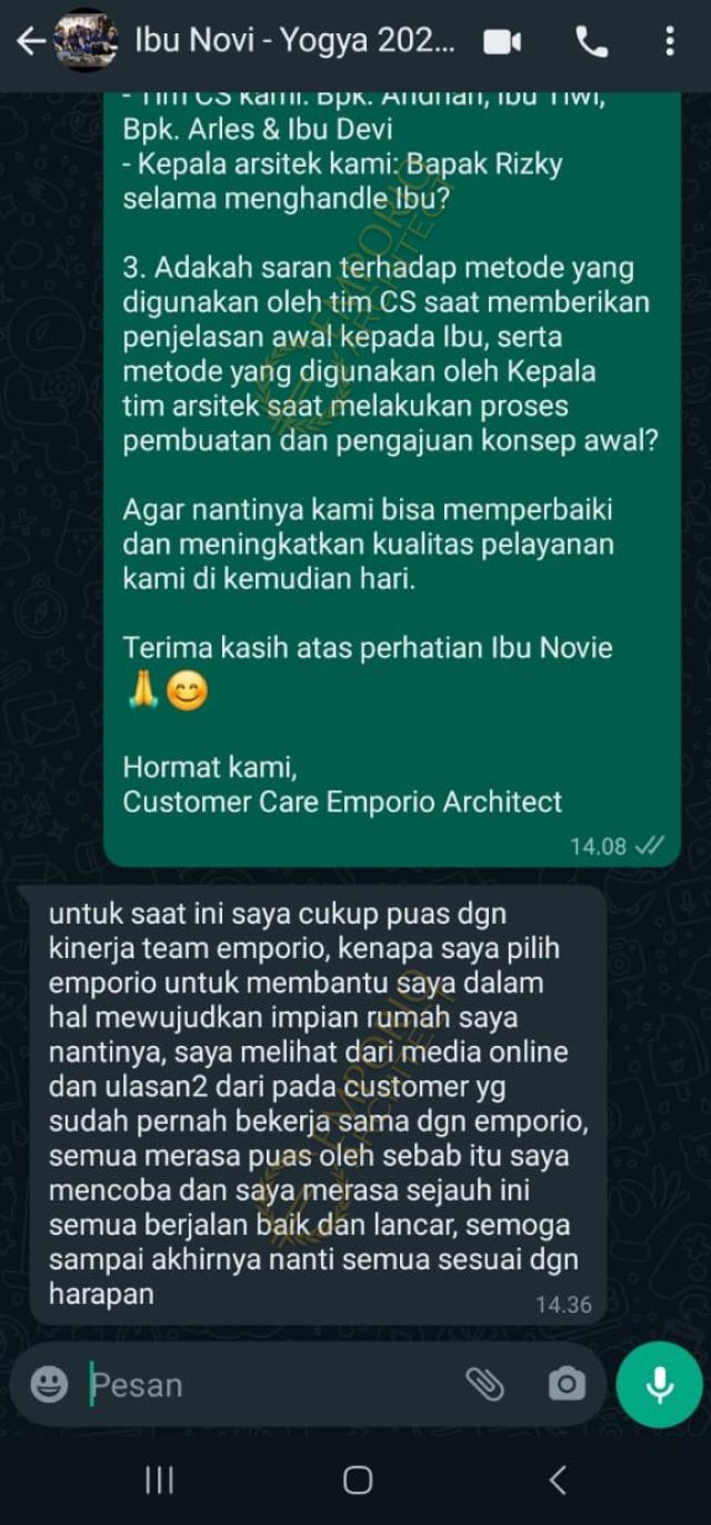 Testimonial Desain Rumah Mediteran 2 Lantai Ibu NV 1905
