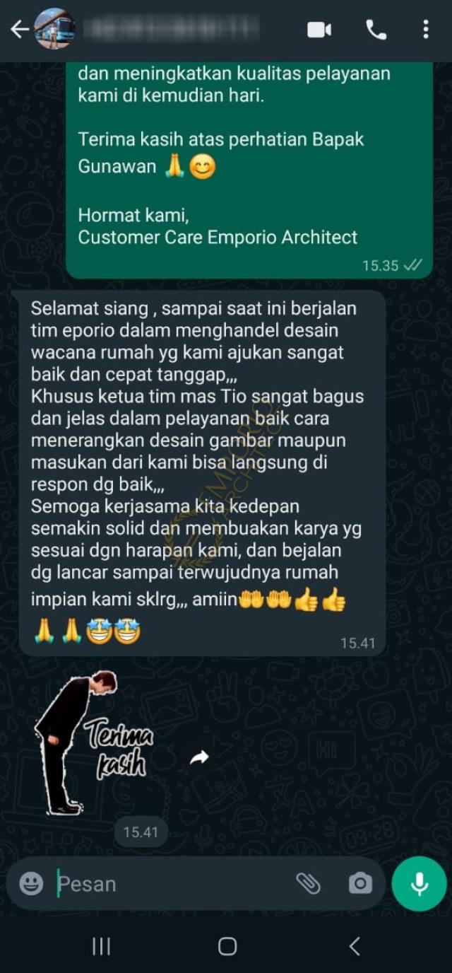 Testimonial Desain Rumah Mediteran Klasik 3 Lantai Bapak GNW 1919