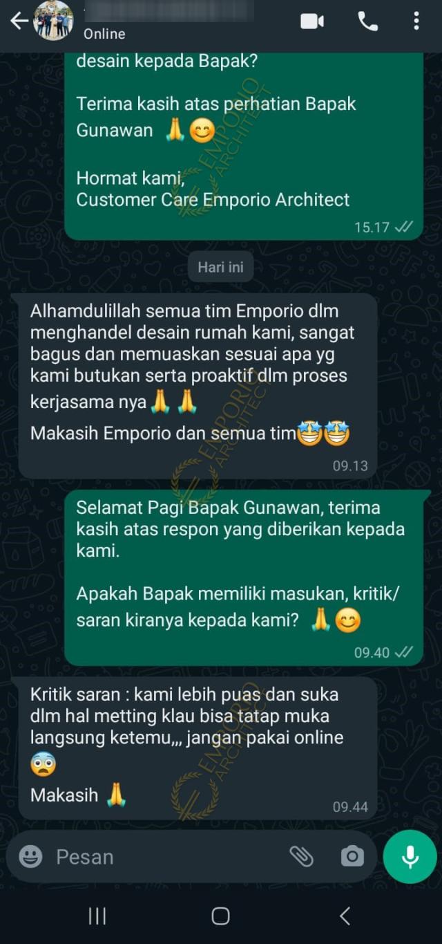 Testimonial Desain Rumah Mediteran Klasik 3 Lantai Bapak GNW 1919