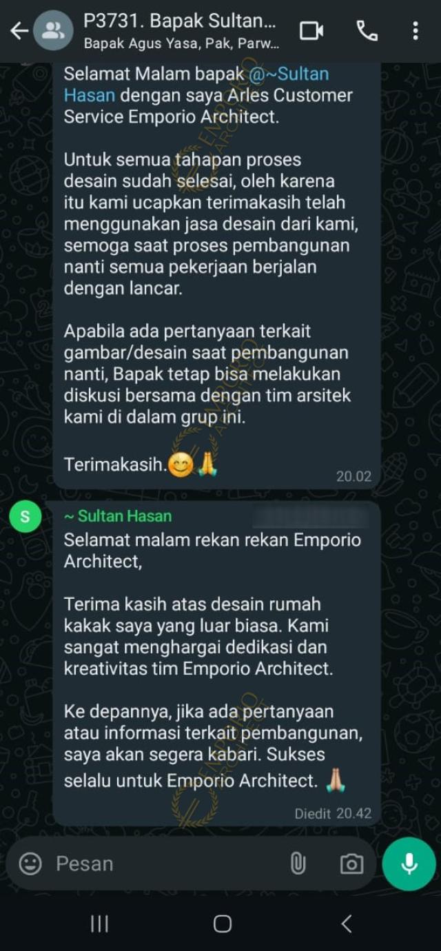 Testimonial Desain Rumah Mediteran Klasik 4 Lantai Bapak STH 1981 di  Jakarta