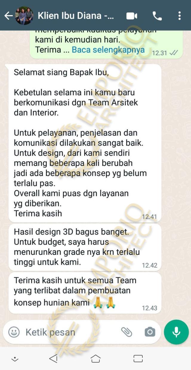 Testimonial Desain Rumah Modern 1 Lantai Ibu Diana