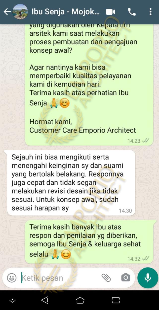 Testimonial Desain Rumah Modern 2 Lantai Ibu Senja