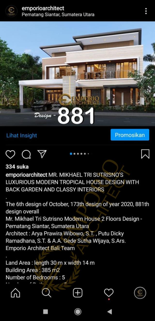 Testimonial Desain Rumah Modern 2 Lantai Bapak Mikhael Tri Sutrisno