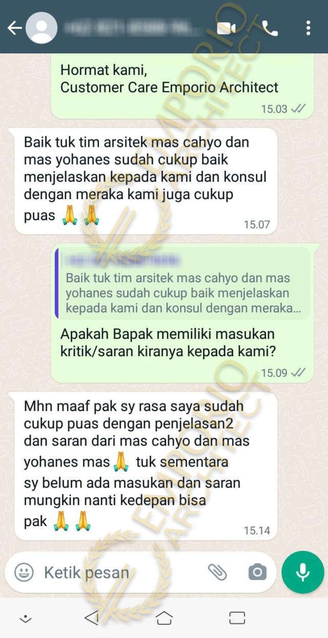 Testimonial Desain Rumah Modern 2.5 Lantai Bapak AD 2065
