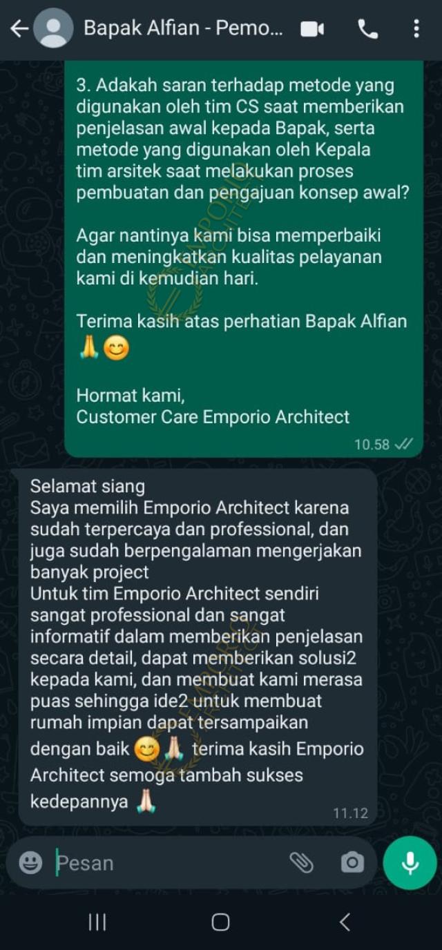 Testimonial Desain Rumah Modern 3 Lantai Bapak ALF 1865