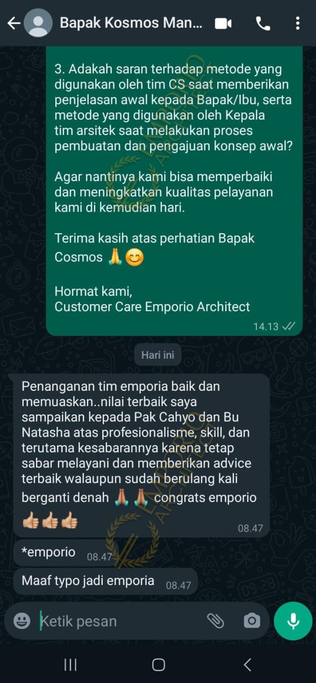 Testimonial Desain Rumah Modern 3 Lantai Bapak CMS 1867