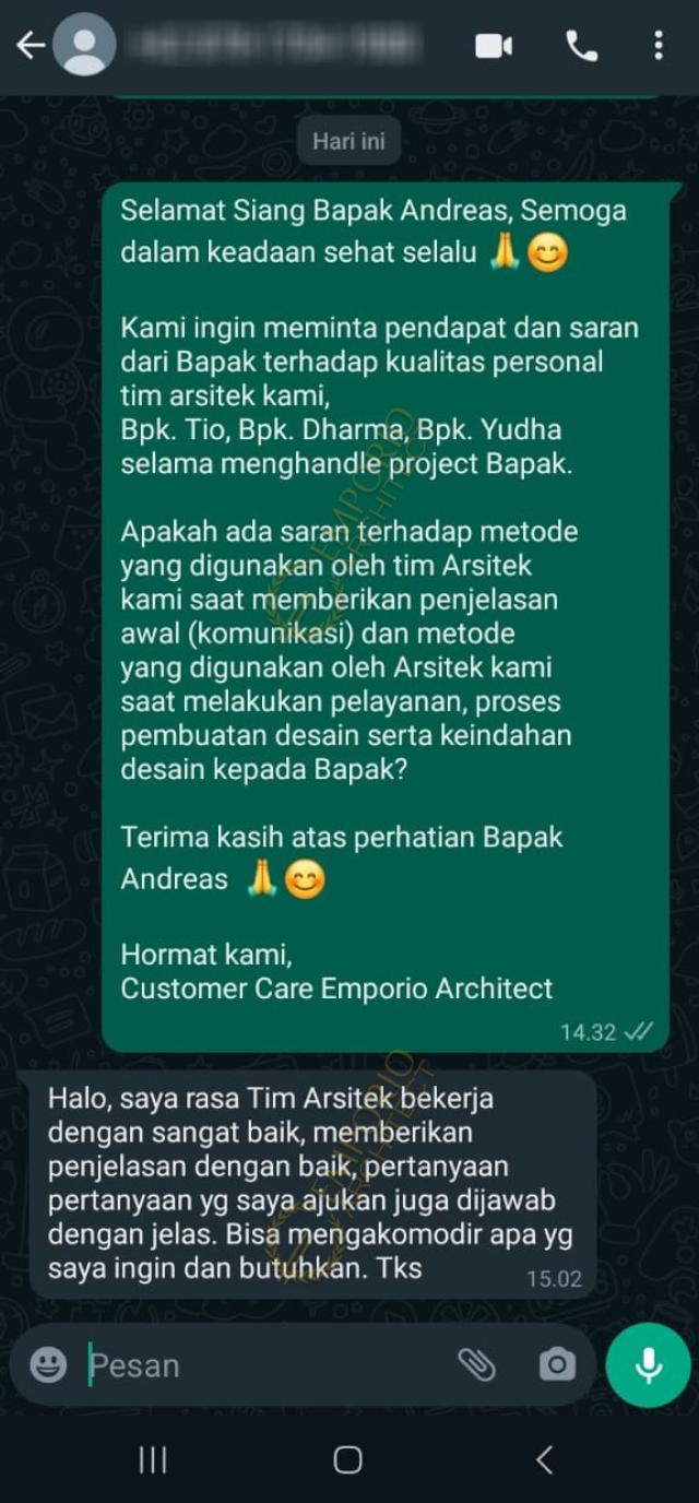 Testimonial Desain Rumah Modern 4 Lantai Bapak ADR 1870