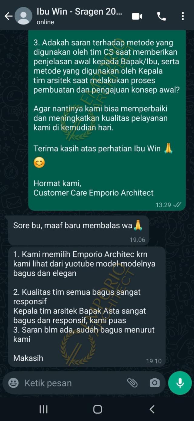 Testimonial Desain Rumah Villa Bali 1 Lantai Ibu WN 1555