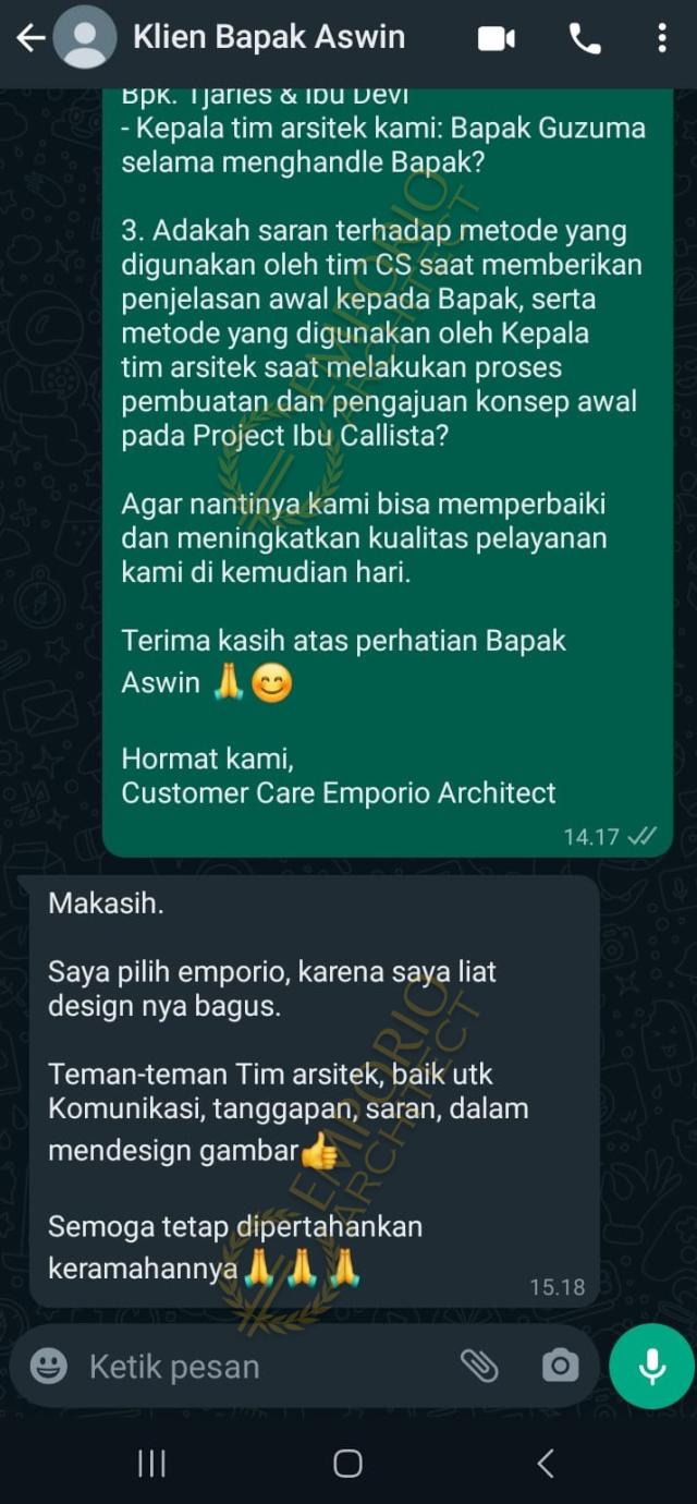 Testimonial Desain Rumah Villa Bali 1 Lantai Ibu RSE 1385