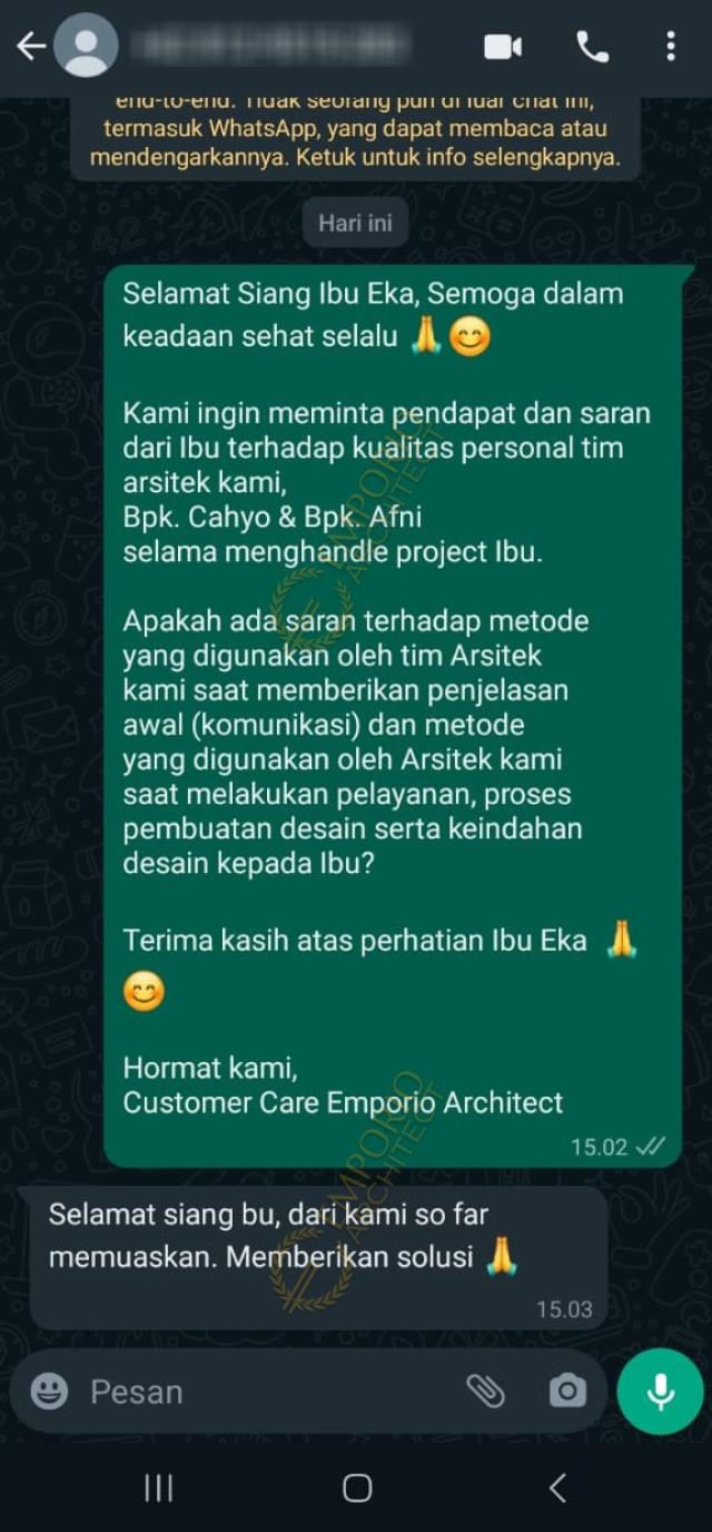 Testimonial Desain Rumah Villa Bali 2 Lantai Ibu EPT 2083