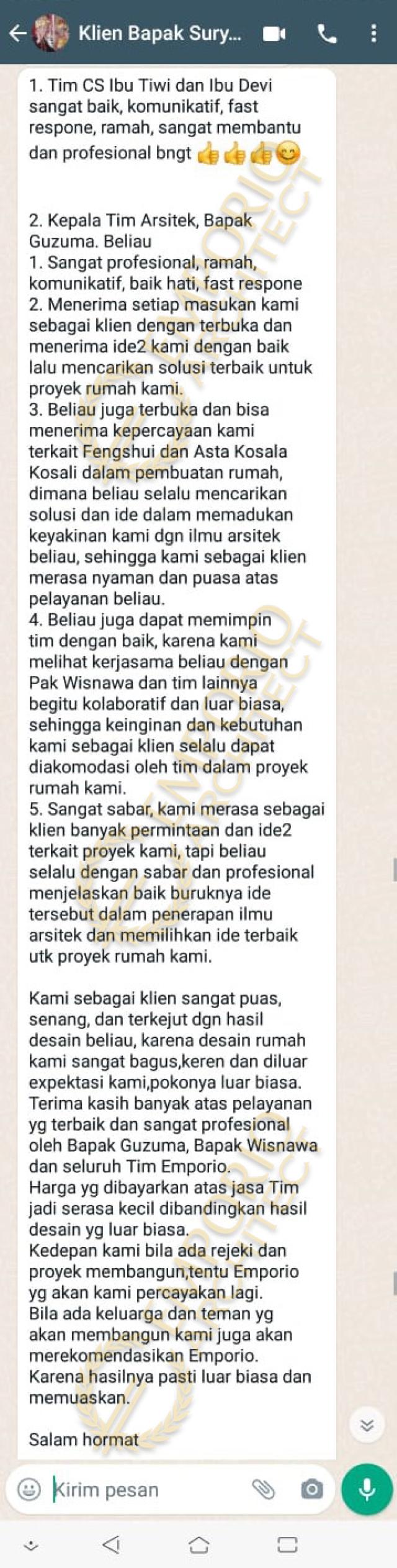 Testimonial Desain Rumah Villa Bali 2.5 Lantai Ibu dr. Yuni dan Bapak dr. Surya