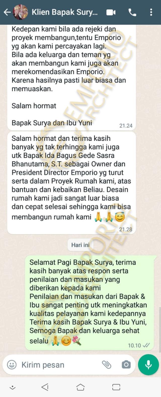 Testimonial Desain Rumah Villa Bali 2.5 Lantai Ibu dr. Yuni dan Bapak dr. Surya