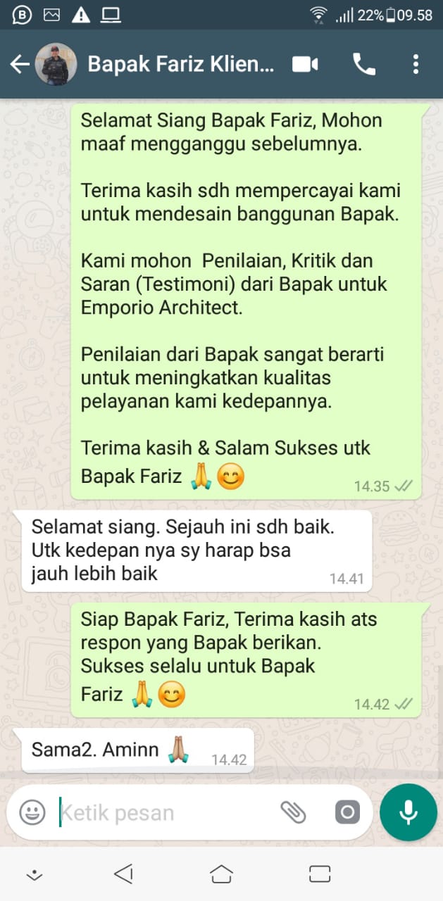Testimonial Desain Rumah Classic 2 Lantai Bapak Fariz
