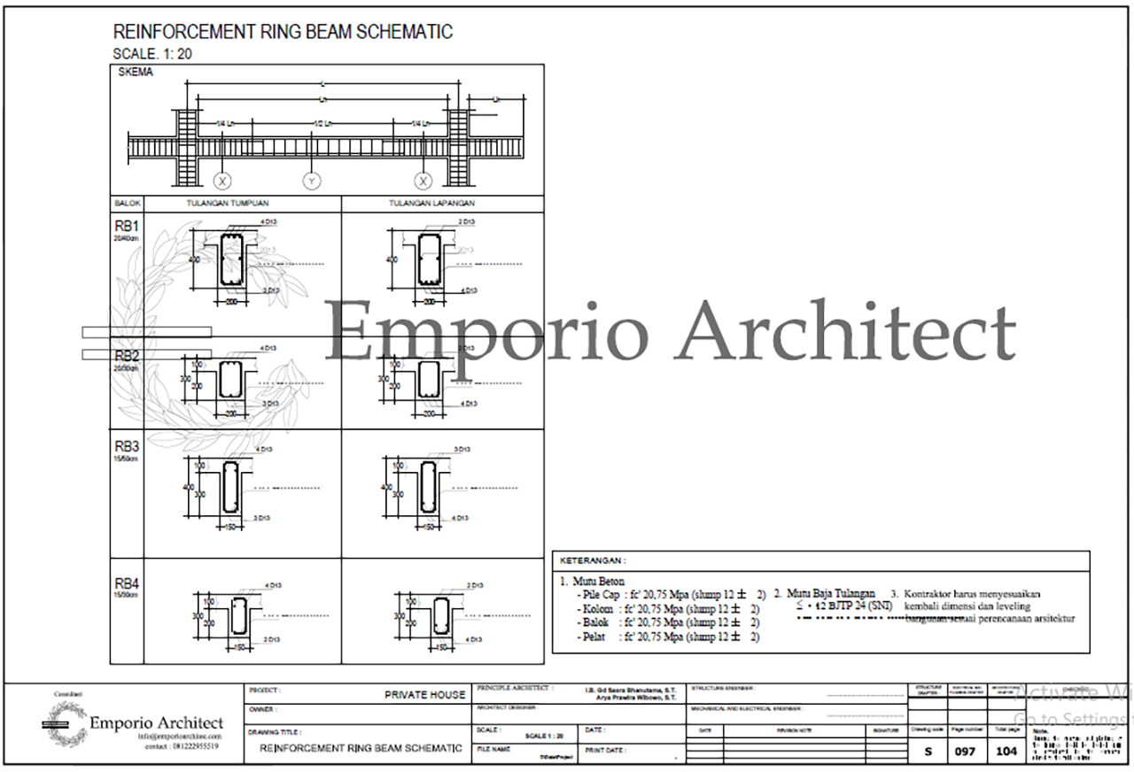 detail penulangan tie beam