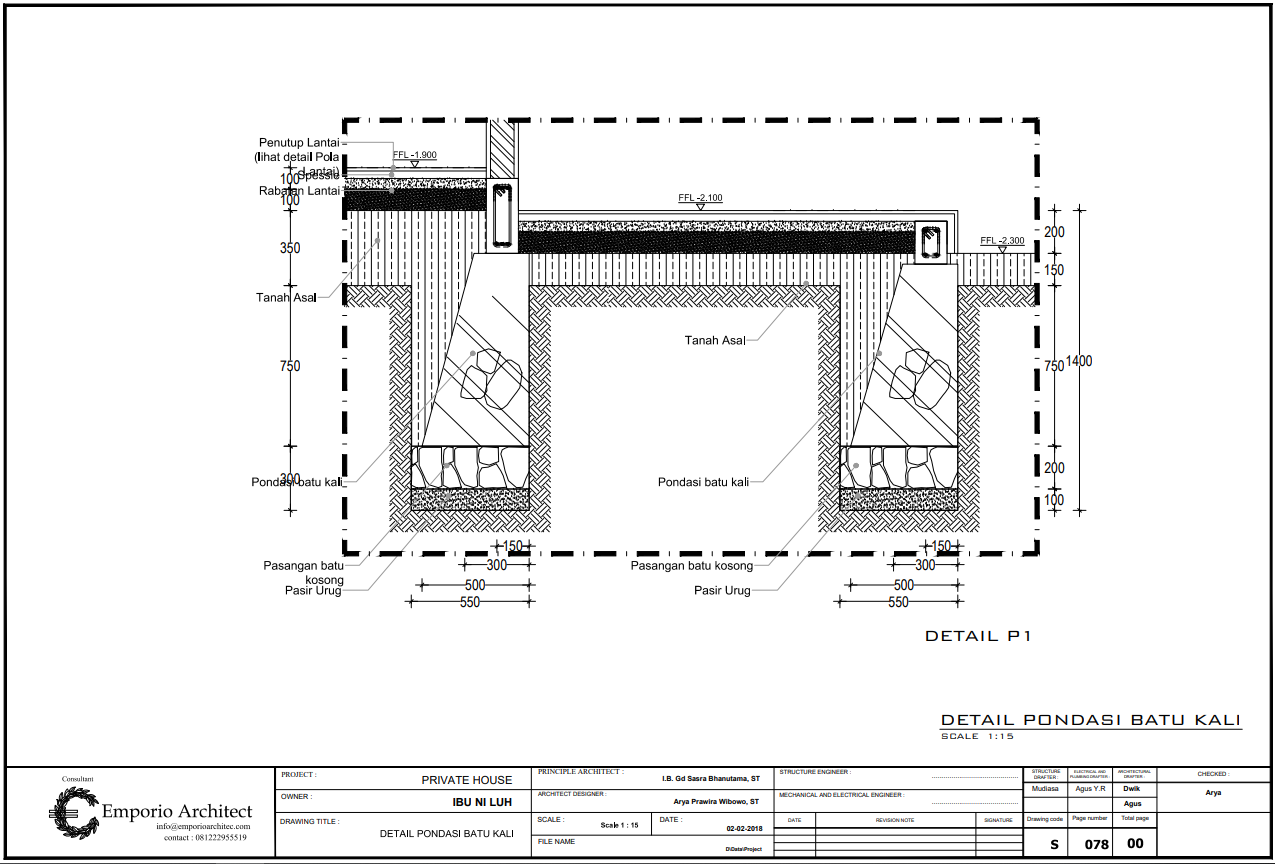 detail pondasi batukali