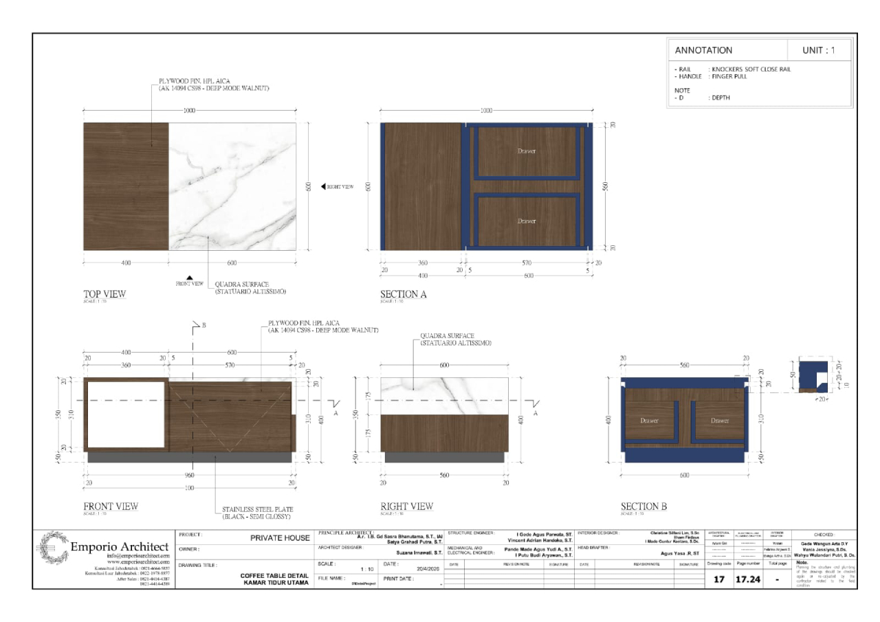 Gambar Teknis dan Detail Furniture