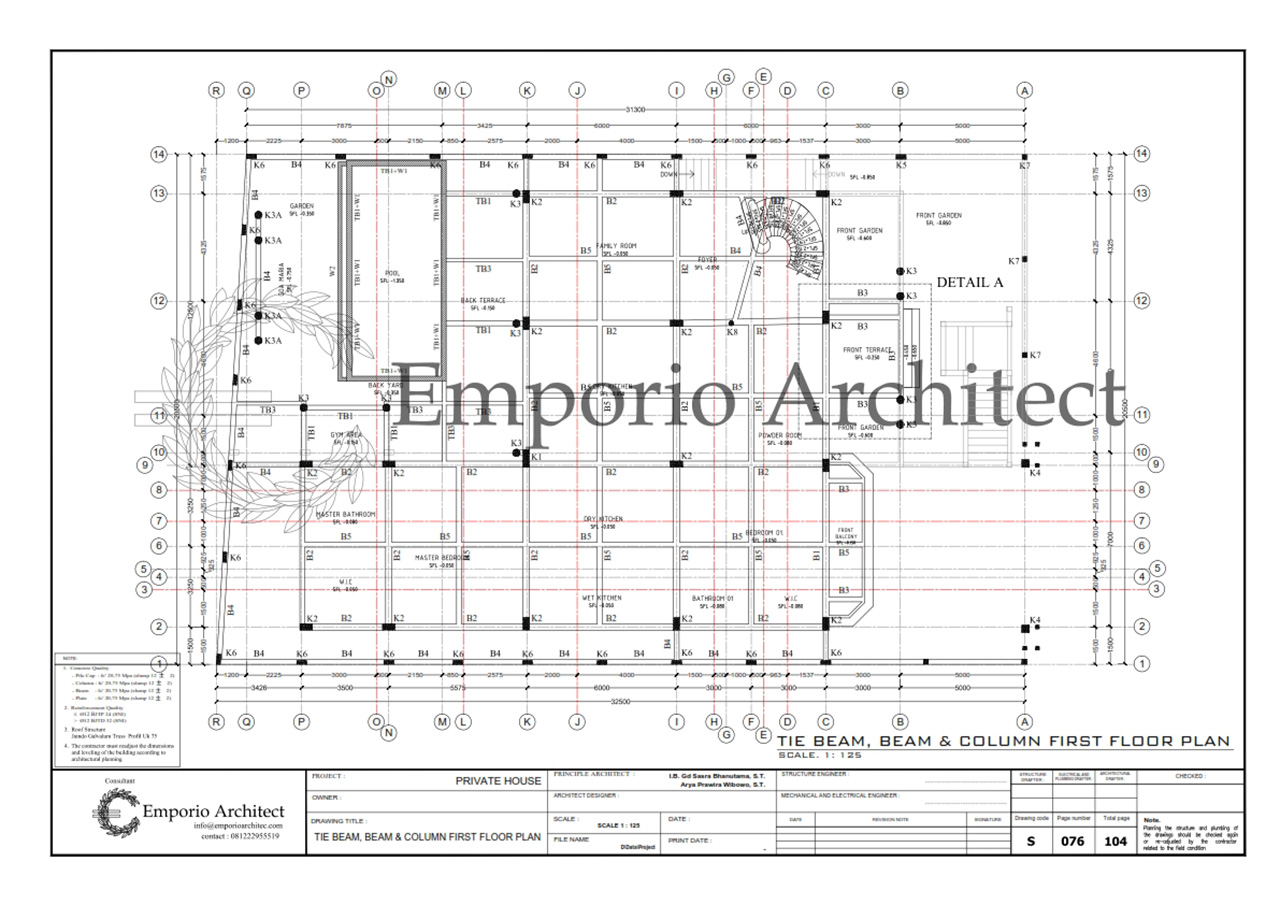 Denah Balok dan Kolom (Tiap Lantai)