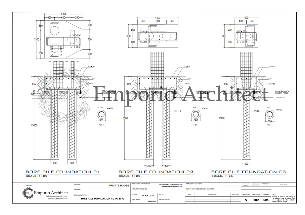 Detail Pondasi Telapak / Borepile