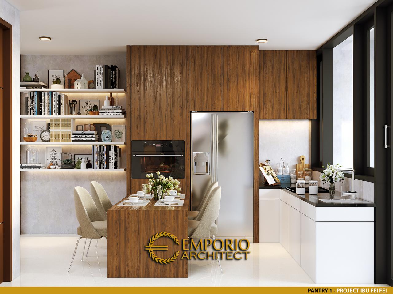 Desain Pantry Apartemen Modern 3 Lantai Ibu Fei-Fei di Bandung, Jawa Barat 8
