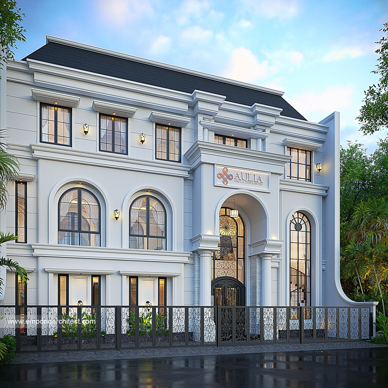Desain Tampak Depan Dengan Pagar Butik Klasik Modern 3 Lantai Ibu ATK ...