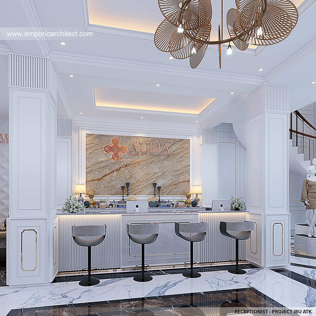 Desain Receptionist Butik Klasik Modern 3 Lantai Ibu ATK di Tangerang ...