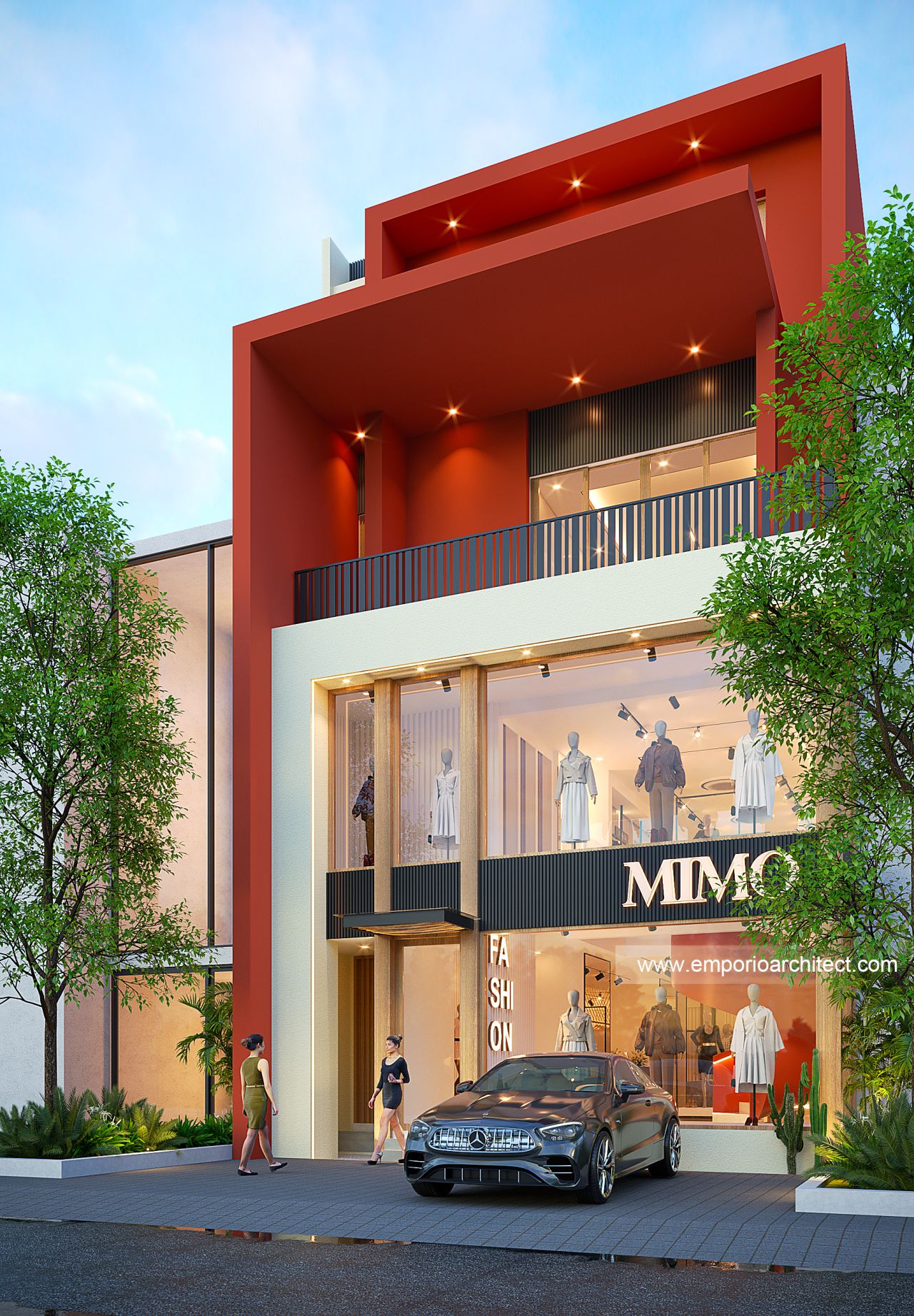 Desain Tampak Depan 2 Butik Modern 4 Lantai Ibu IWT di Bali 45204 ...