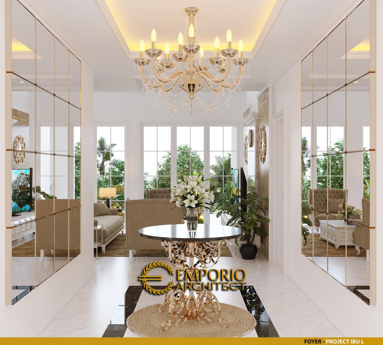 Desain Lobi Rumah Classic Modern 3.5 Lantai Ibu L di Banjarmasin, Kalimantan Selatan 5