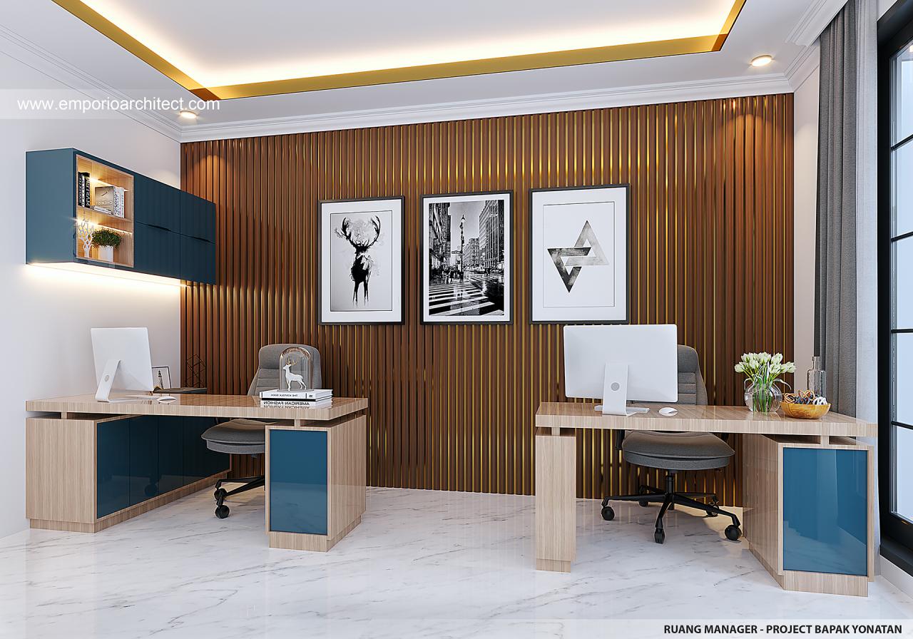 Desain Ruang Manager Kantor Klasik 2 Lantai Bapak YNT di Surabaya 28134