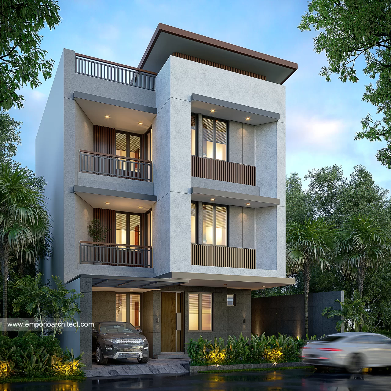 Desain Tampak Depan 2 Kost Modern 3 Lantai Ibu NRL di Bintaro, Jakarta Selatan 46250