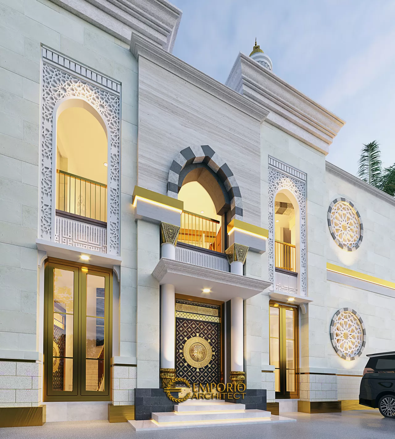 Desain Tampak Detail Belakang Masjid Modern 2 Lantai di Sidoarjo, Jawa Timur 21934