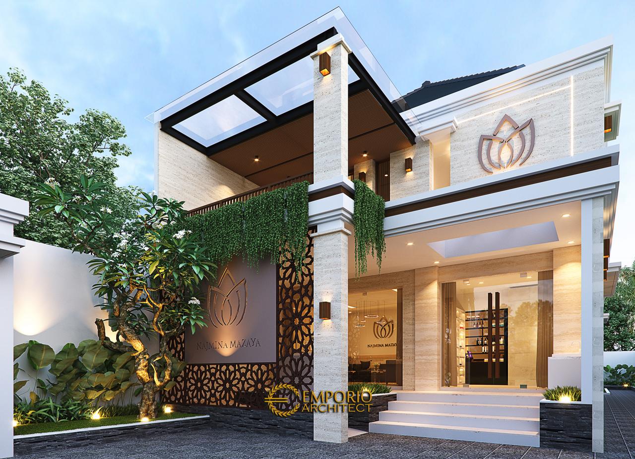 Desain Tampak Detail Depan Najmina Beauty Care Modern 2 Lantai di Blora, Jawa Tengah 2