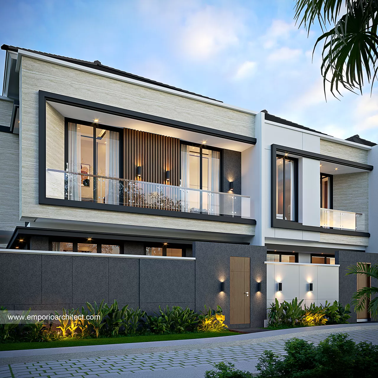 Desain Tampak Belakang Dengan Pagar Perumahan Cherry Field by Matahari Land Modern 2 Lantai Bapak HNK Type A di Bandung 31809