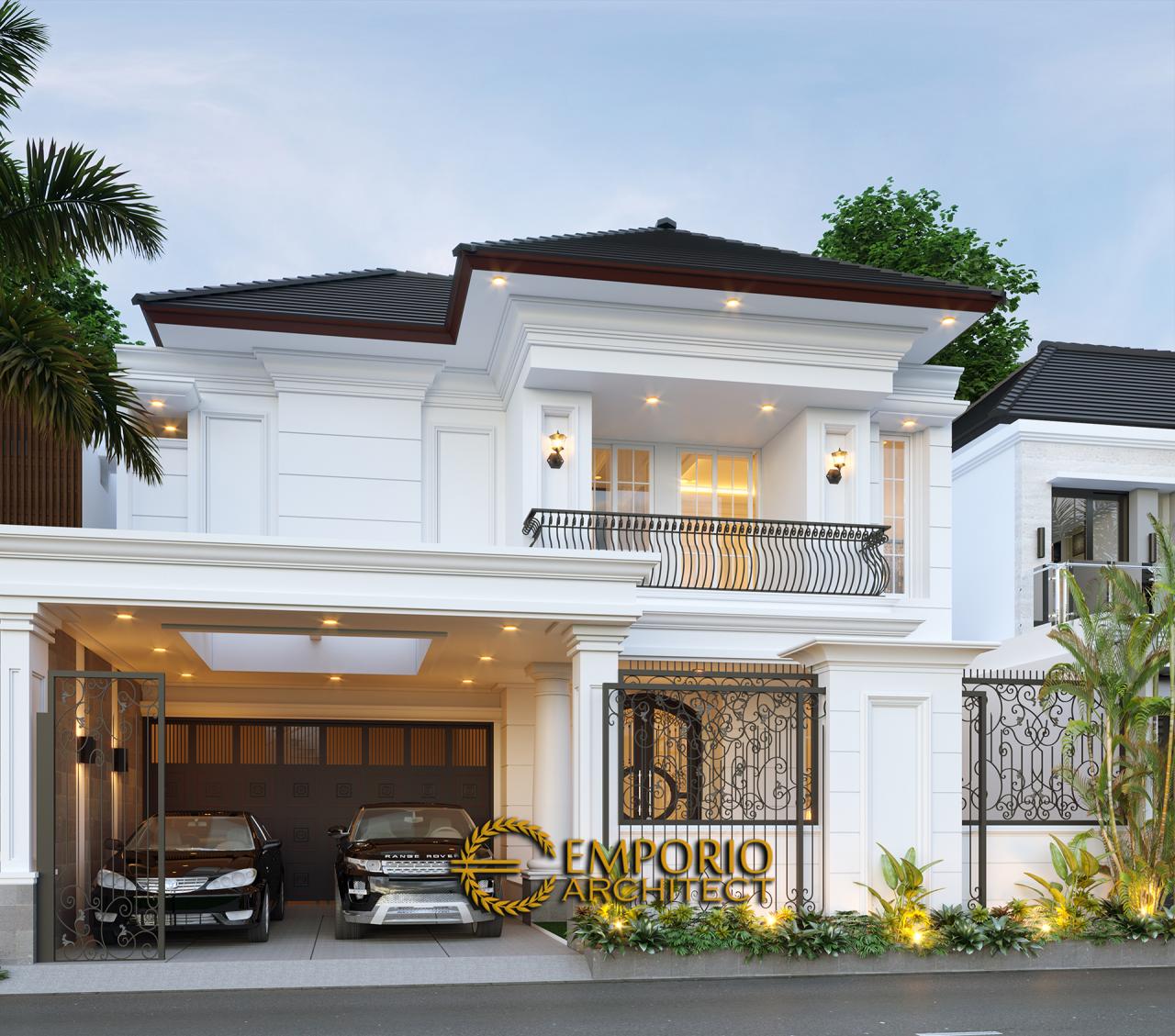 Desain Tampak Depan 2 Rumah Classic 2 Lantai Ibu Sicil di Jakarta Selatan 2