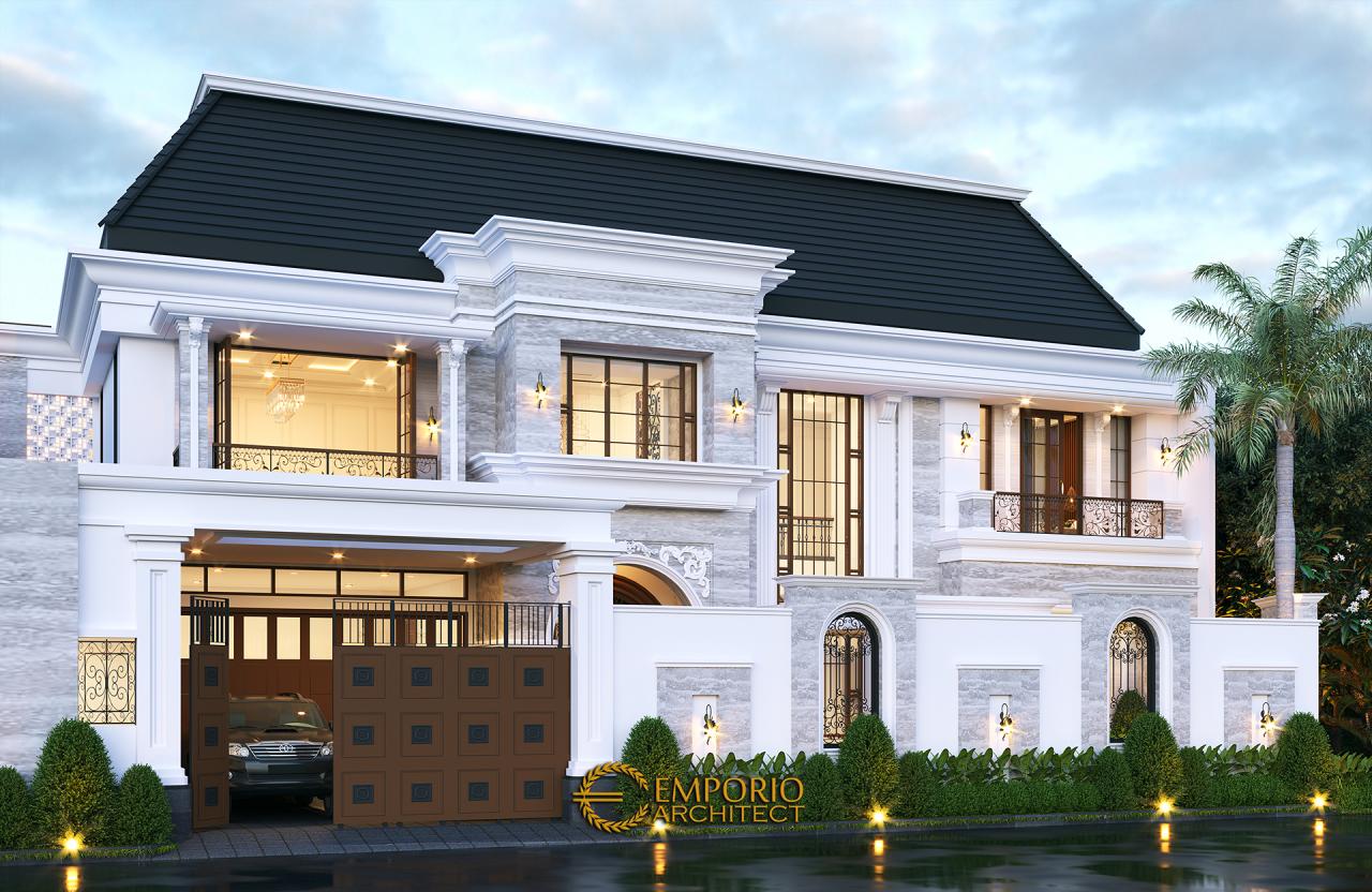 Desain Tampak Depan Dengan Pagar Rumah Classic 2 Lantai Ibu Desnita di Padang, Sumatera Barat 3